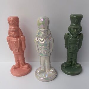 Target Dollar Spot Set of 3 Iridescent Ceramic Nutcrackers Bullseyes Playground